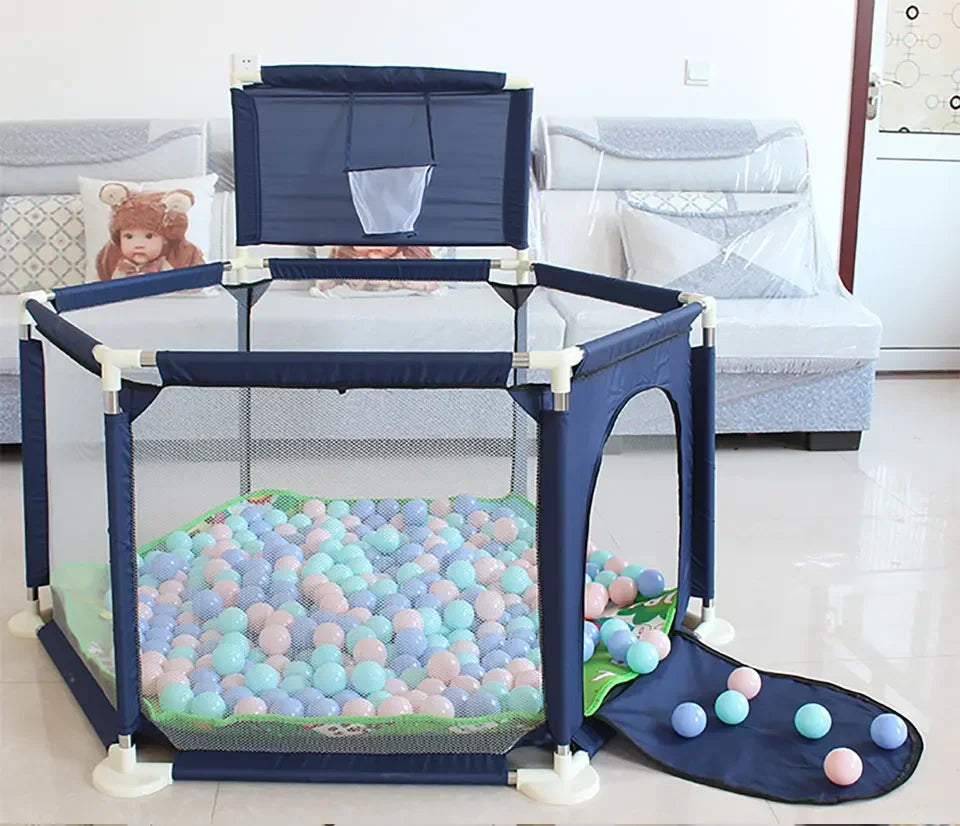 IMBABY Baby Playpen Hexagon Playpen for Children with Basketball Hoop Baby Playground Safety Activities Fence Children's Parks