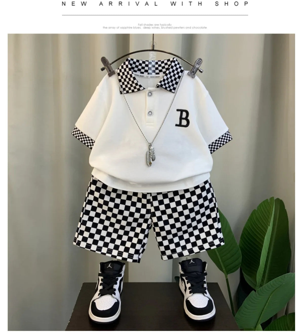 Summer Teenage Boy Clothes Set Cartoon Plaid Short Sleeve Lapel Shirts and Shorts Suit Children's Boys Top and Bottom Streetwear