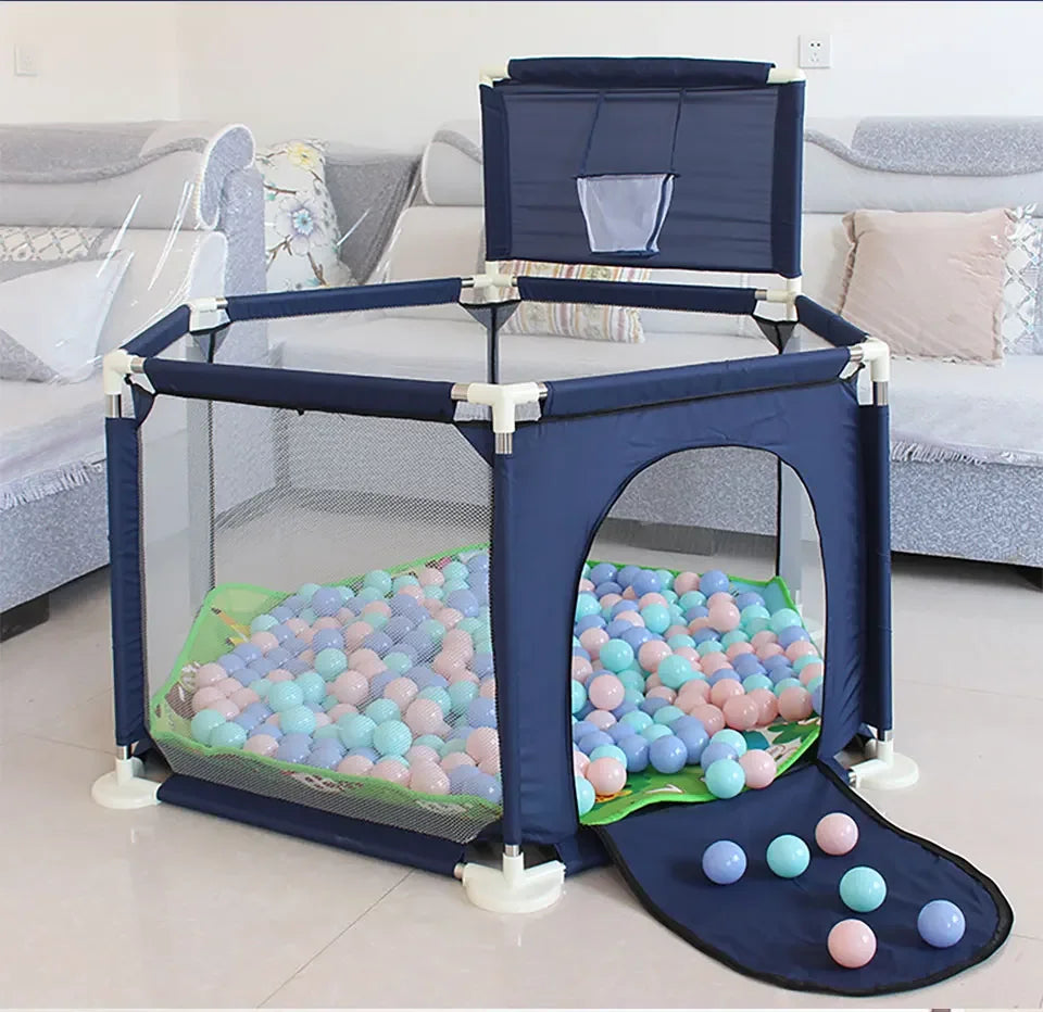 IMBABY Baby Playpen Hexagon Playpen for Children with Basketball Hoop Baby Playground Safety Activities Fence Children's Parks