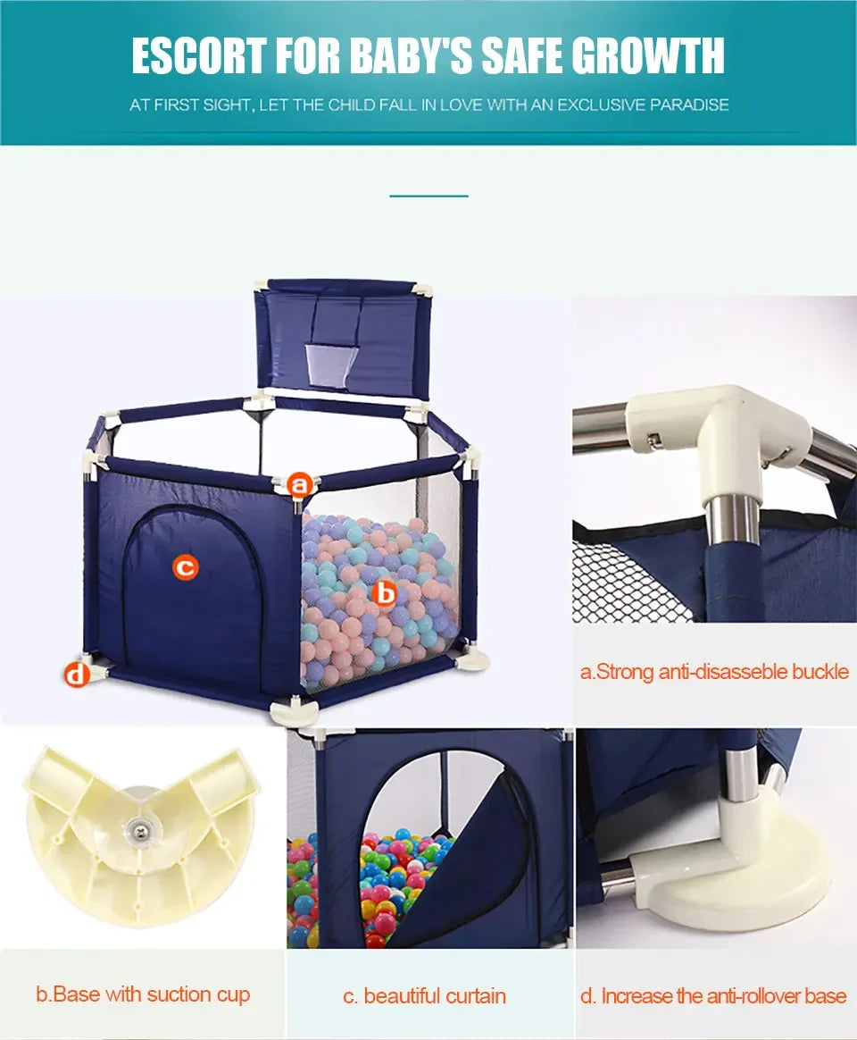 IMBABY Baby Playpen Hexagon Playpen for Children with Basketball Hoop Baby Playground Safety Activities Fence Children's Parks