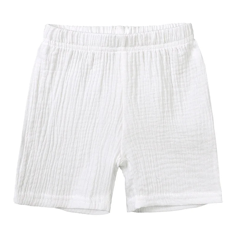 0-6Y Boys Girls Muslin Clothing Sets Summer Solid Cotton Linen T-shirts+Shorts 2Pcs Outfit Kids Clothes Casual Sets for Children