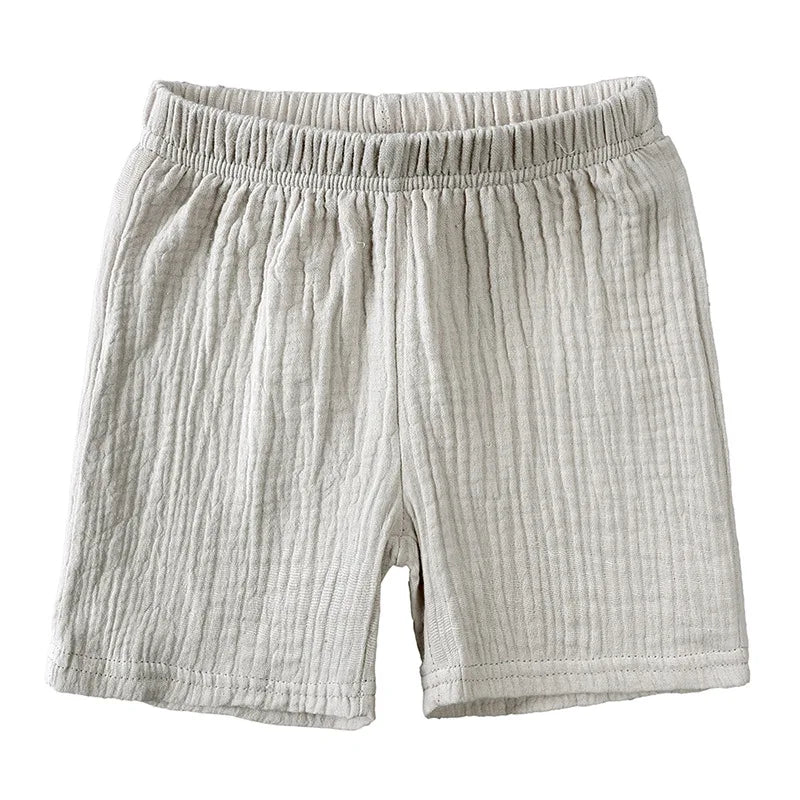 0-6Y Boys Girls Muslin Clothing Sets Summer Solid Cotton Linen T-shirts+Shorts 2Pcs Outfit Kids Clothes Casual Sets for Children