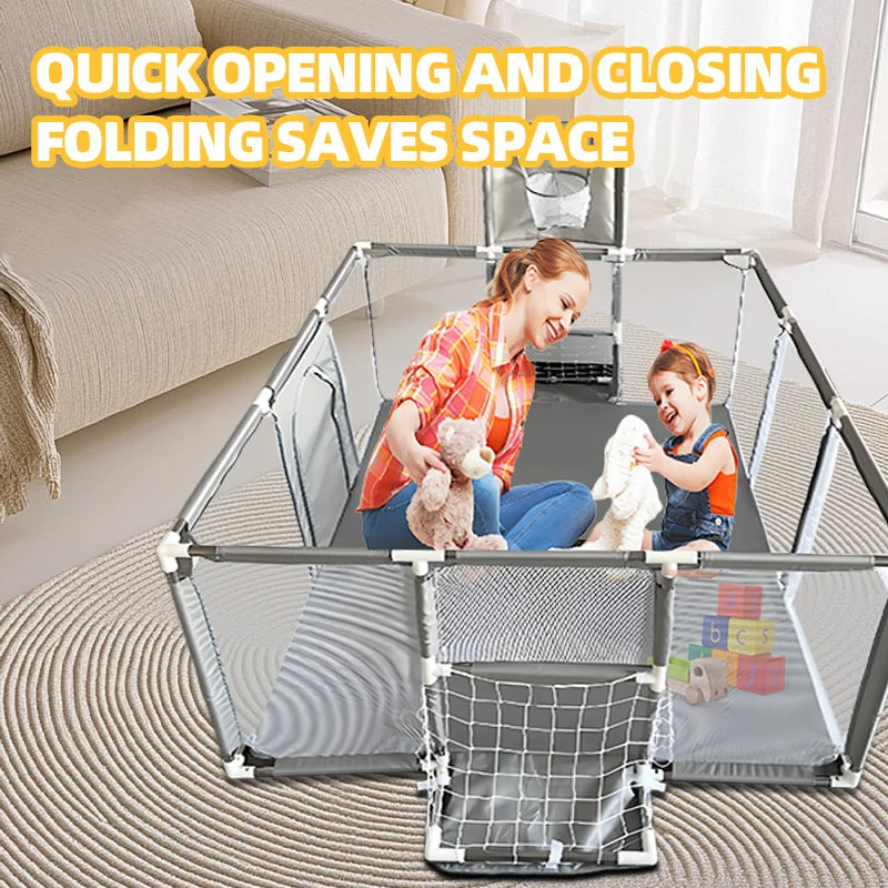 Grey Baby Playpens Indoor Baby Corralitos Baby Playground Kids Safety Barrier Fence Dry Balls Pits Playpen Gym Activity Parks