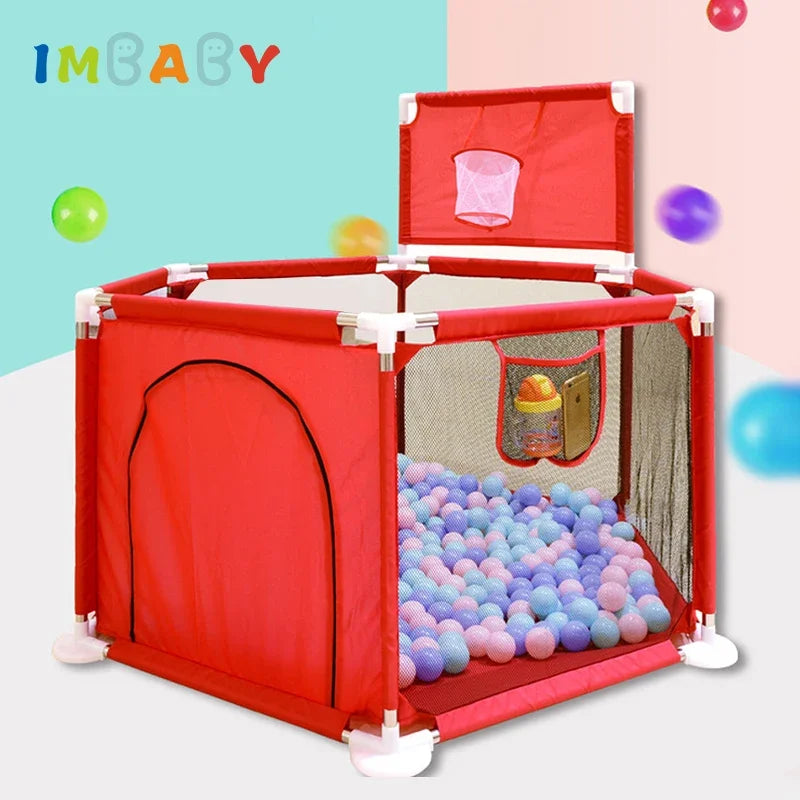 IMBABY Baby Playpen Hexagon Playpen for Children with Basketball Hoop Baby Playground Safety Activities Fence Children's Parks