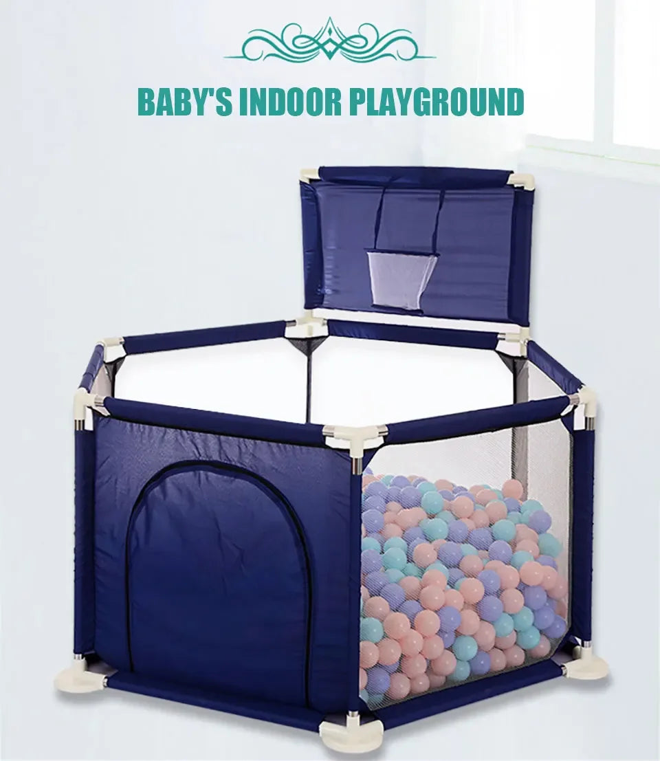 IMBABY Baby Playpen Hexagon Playpen for Children with Basketball Hoop Baby Playground Safety Activities Fence Children's Parks