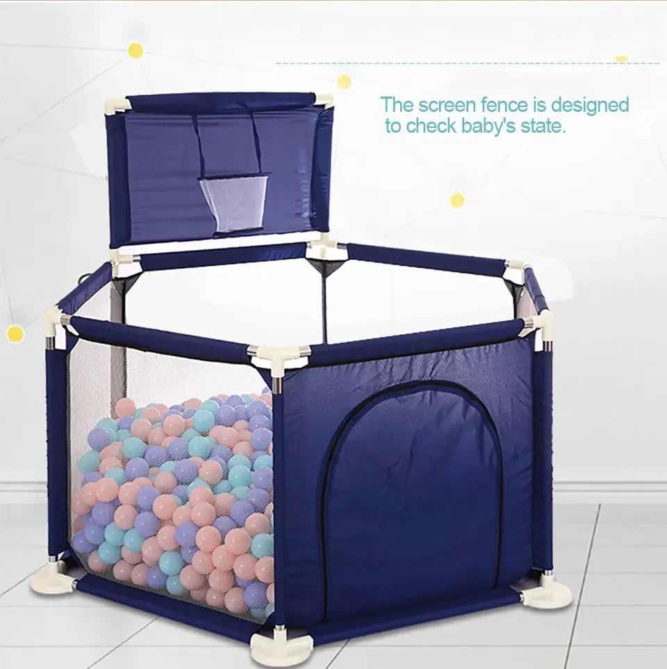 IMBABY Baby Playpen Hexagon Playpen for Children with Basketball Hoop Baby Playground Safety Activities Fence Children's Parks