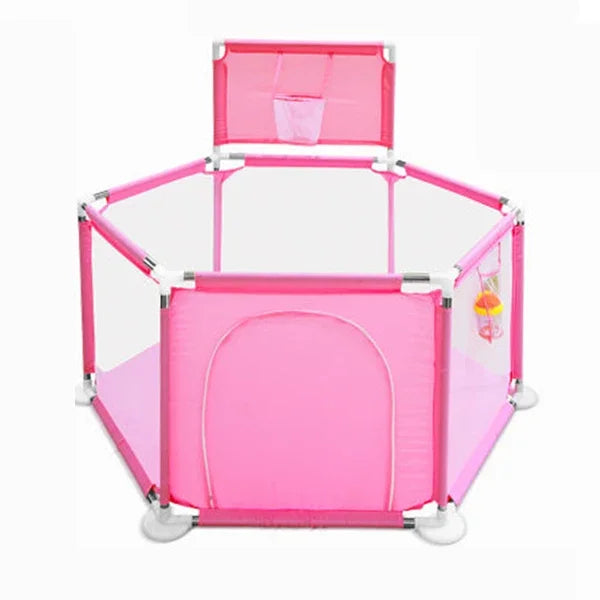 IMBABY Baby Playpen Hexagon Playpen for Children with Basketball Hoop Baby Playground Safety Activities Fence Children's Parks