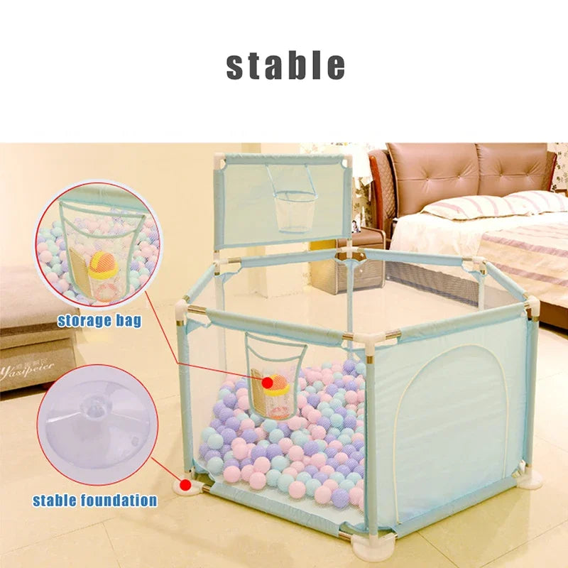 IMBABY Baby Playpen Hexagon Playpen for Children with Basketball Hoop Baby Playground Safety Activities Fence Children's Parks