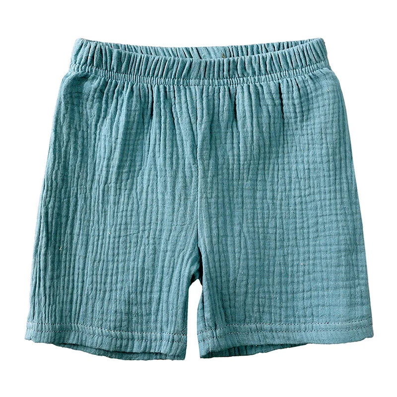 0-6Y Boys Girls Muslin Clothing Sets Summer Solid Cotton Linen T-shirts+Shorts 2Pcs Outfit Kids Clothes Casual Sets for Children