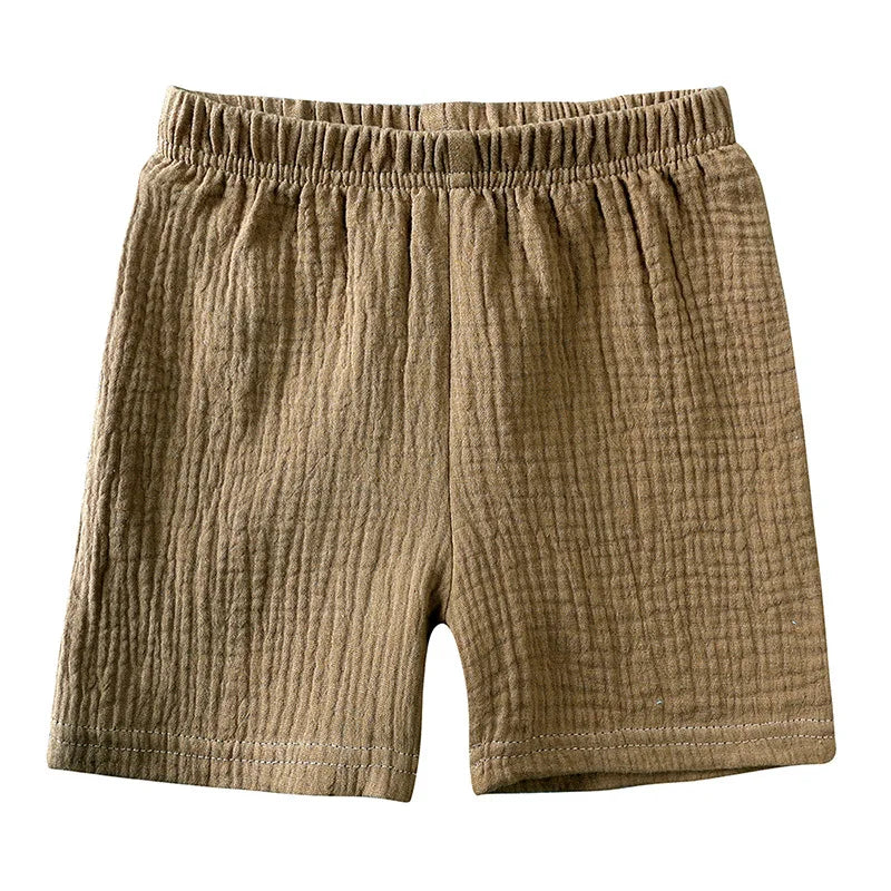 0-6Y Boys Girls Muslin Clothing Sets Summer Solid Cotton Linen T-shirts+Shorts 2Pcs Outfit Kids Clothes Casual Sets for Children