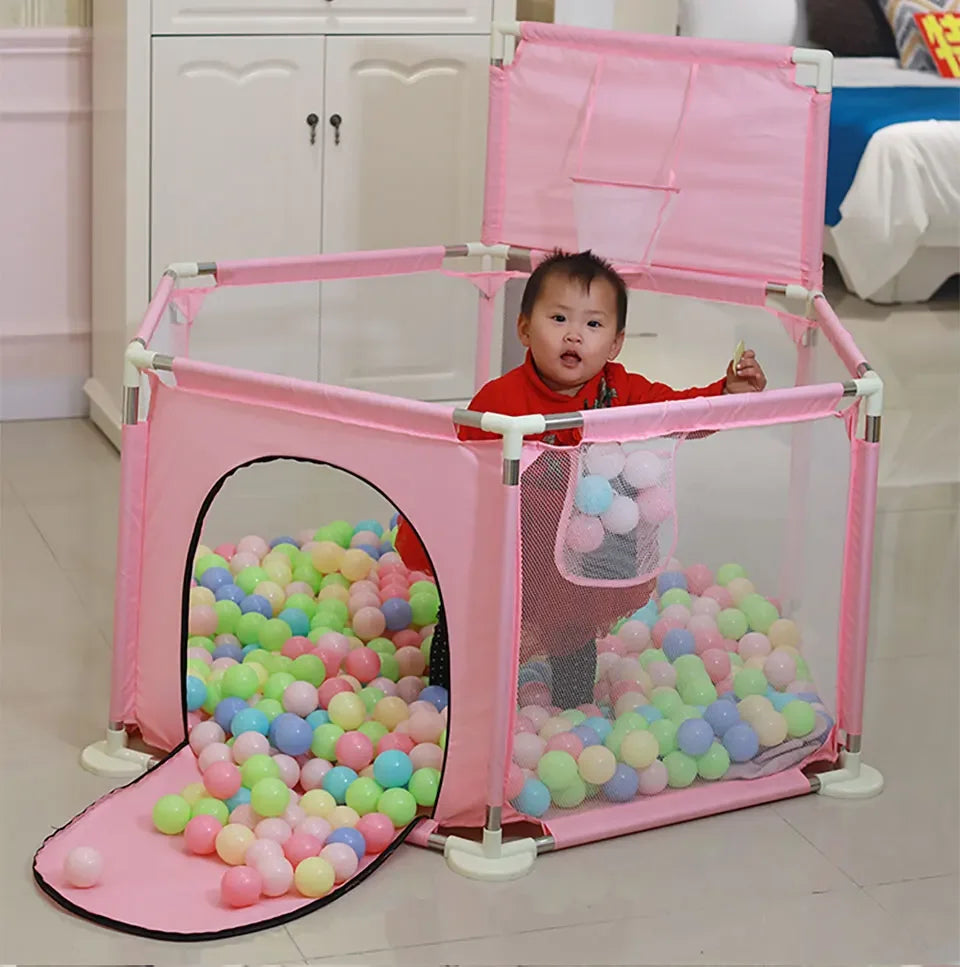 IMBABY Baby Playpen Hexagon Playpen for Children with Basketball Hoop Baby Playground Safety Activities Fence Children's Parks